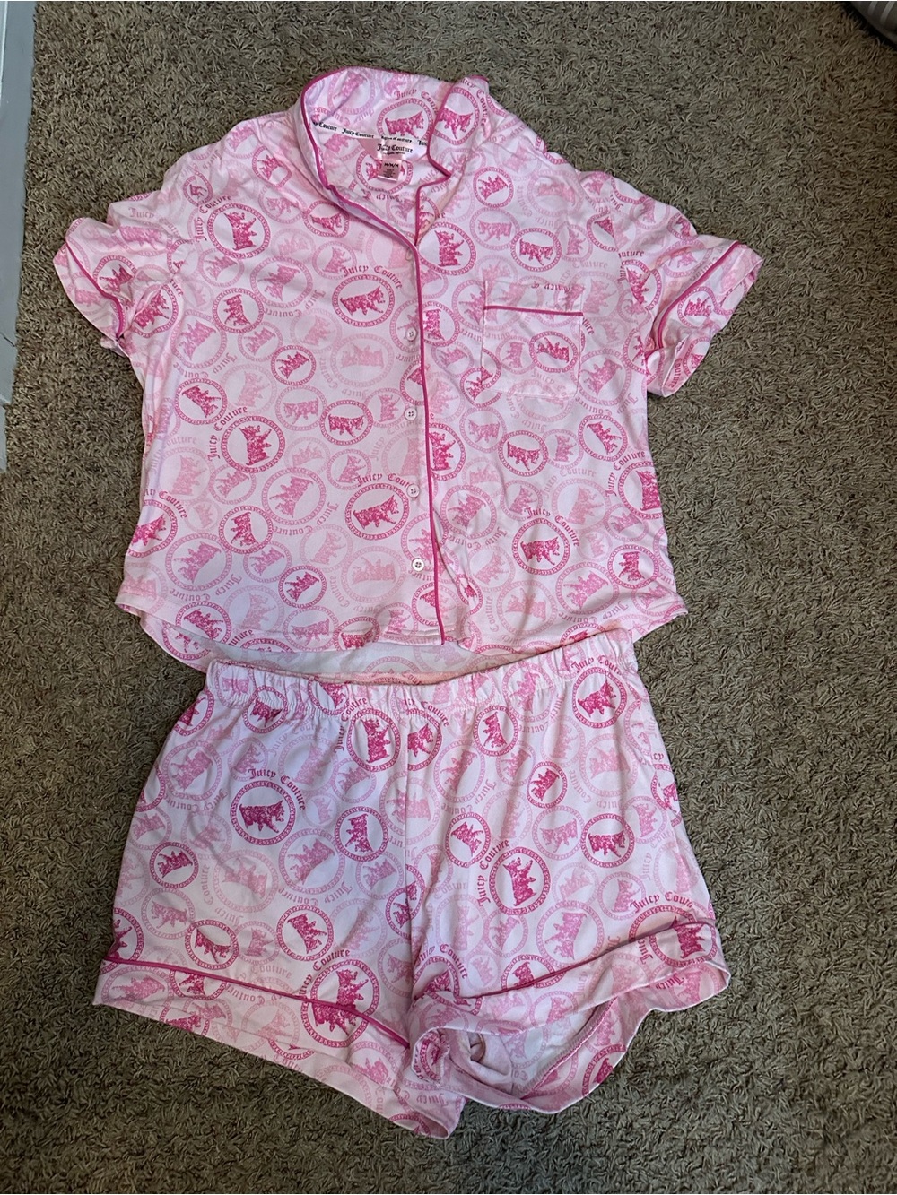Juicy Couture Pink Printed Short Pajama Set